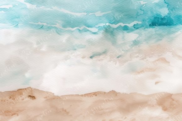 Calming Coastal Aesthetics with Abstract Beach Watercolor