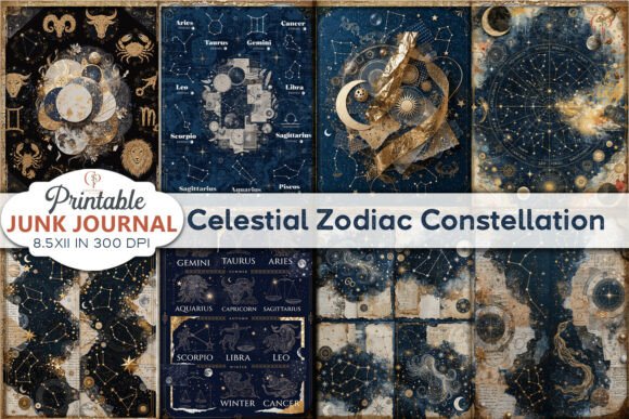 Celestial Zodiac Constellation Junk Journal: A Designer's Guide