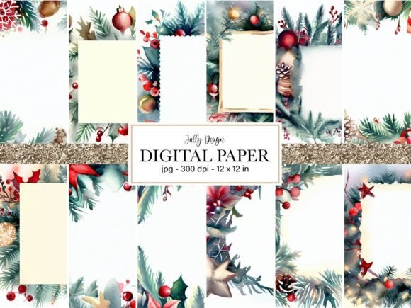 Christmas Frame Watercolor Digital Paper: Elevate Your Holiday Designs