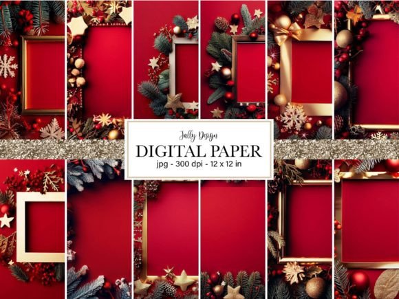 Christmas Frames with Red Background: A Festive Design Toolkit