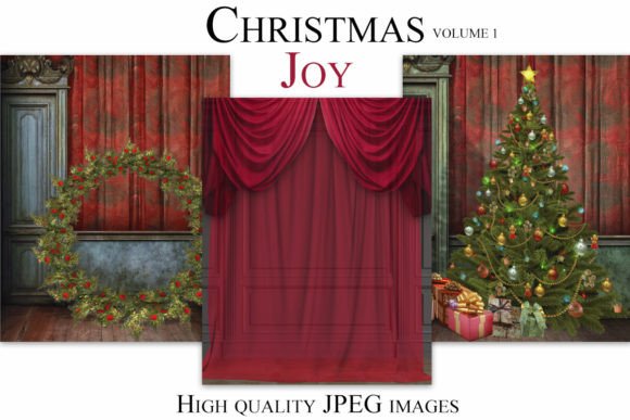 Christmas Joy Digital Backdrops for Festive Photos