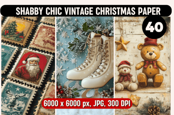 Christmas Vintage Shabby Chic Paper: A Designer's Take
