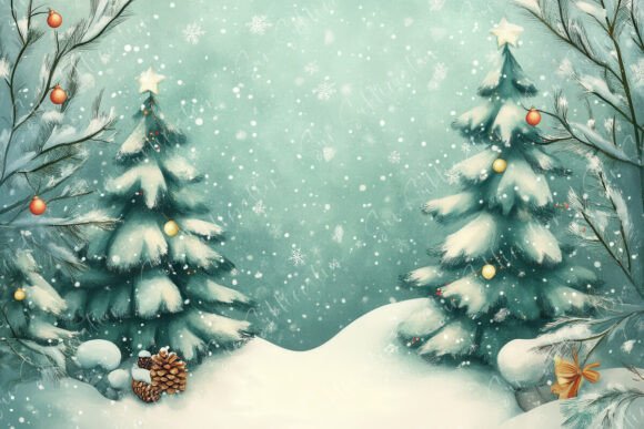 Enchanting Winter Design: Using a Snowy Christmas Scene with Decorated Trees