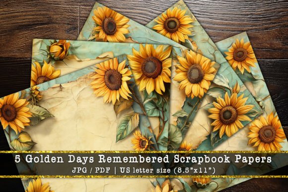 Golden Days Remembered: Sunflower Scrapbook Paper for Vintage Crafts