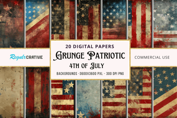 Grunge 4th of July Digital Papers Bundle: Authentic Textures for Bold Projects
