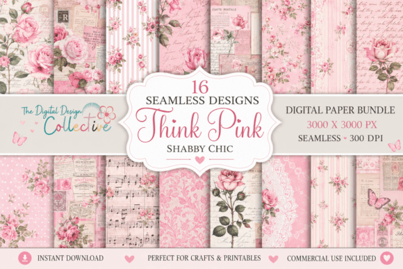 Seamless Pink Shabby Chic Papers: Your Creative Toolkit