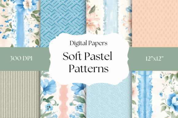 Soft Cottagecore Blue Digital Papers: A Gentle Touch for Your Projects