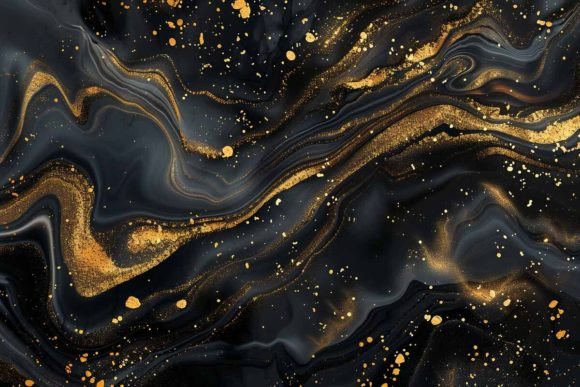 The Allure of Abstract Modern Black Gold Liquid Marble