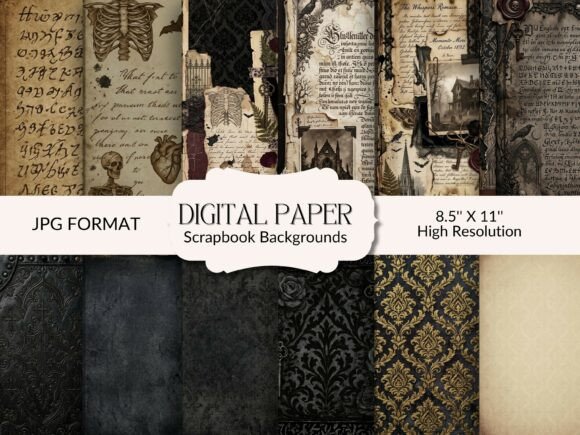 Unleash Dark Aesthetics with Gothic Background Papers & Clipart