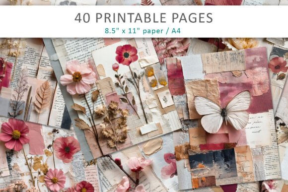 Vintage Botanical Collage Pages: Elevate Your Creative Projects